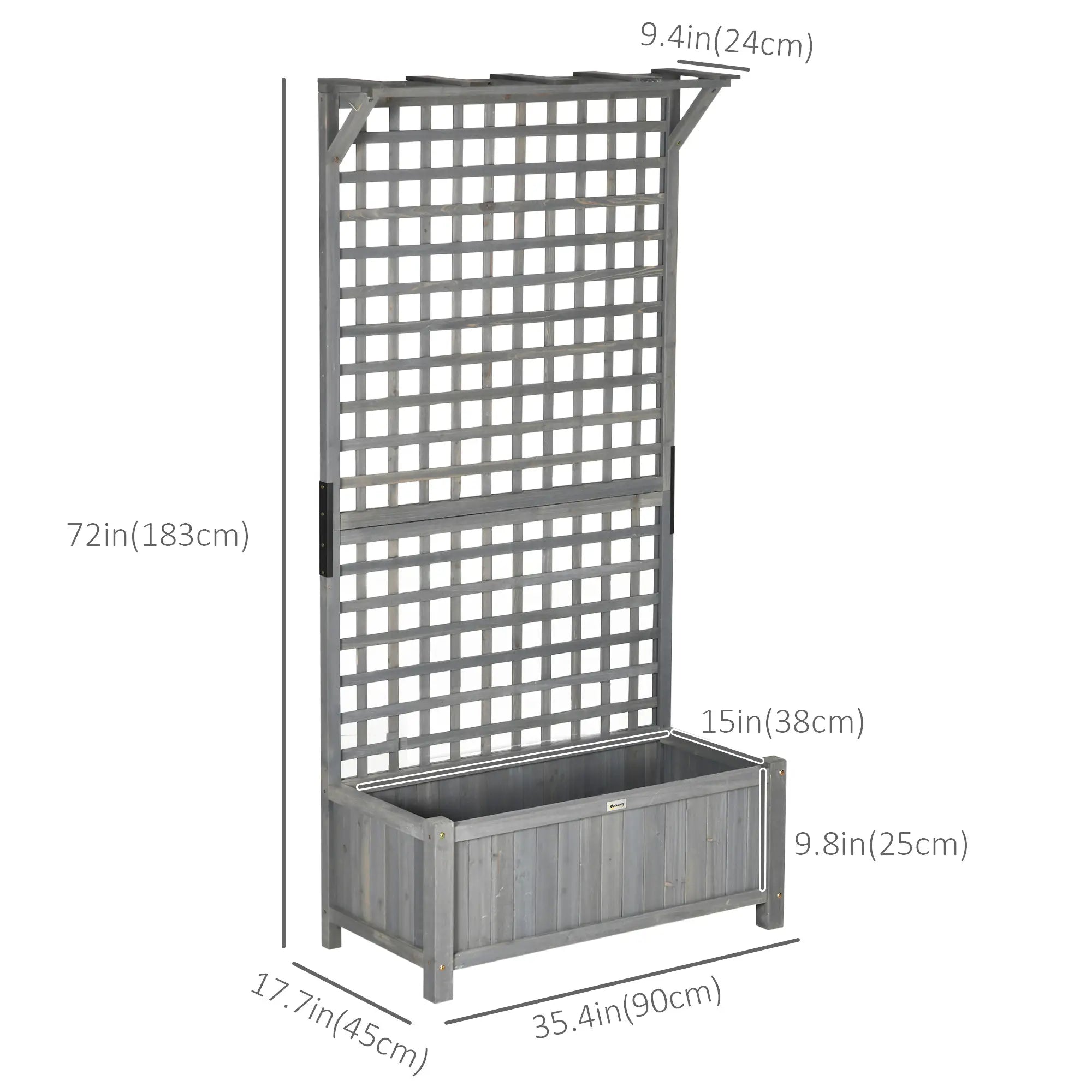 Wood Planter With Trellis, Raised Garden Bed for Privacy Screen, Dark Grey Wooden Planter Boxes at Gallery Canada