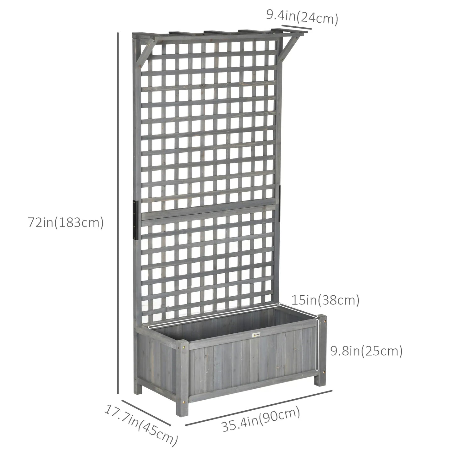 Wood Planter With Trellis, Raised Garden Bed for Privacy Screen, Dark Grey Wooden Planter Boxes at Gallery Canada