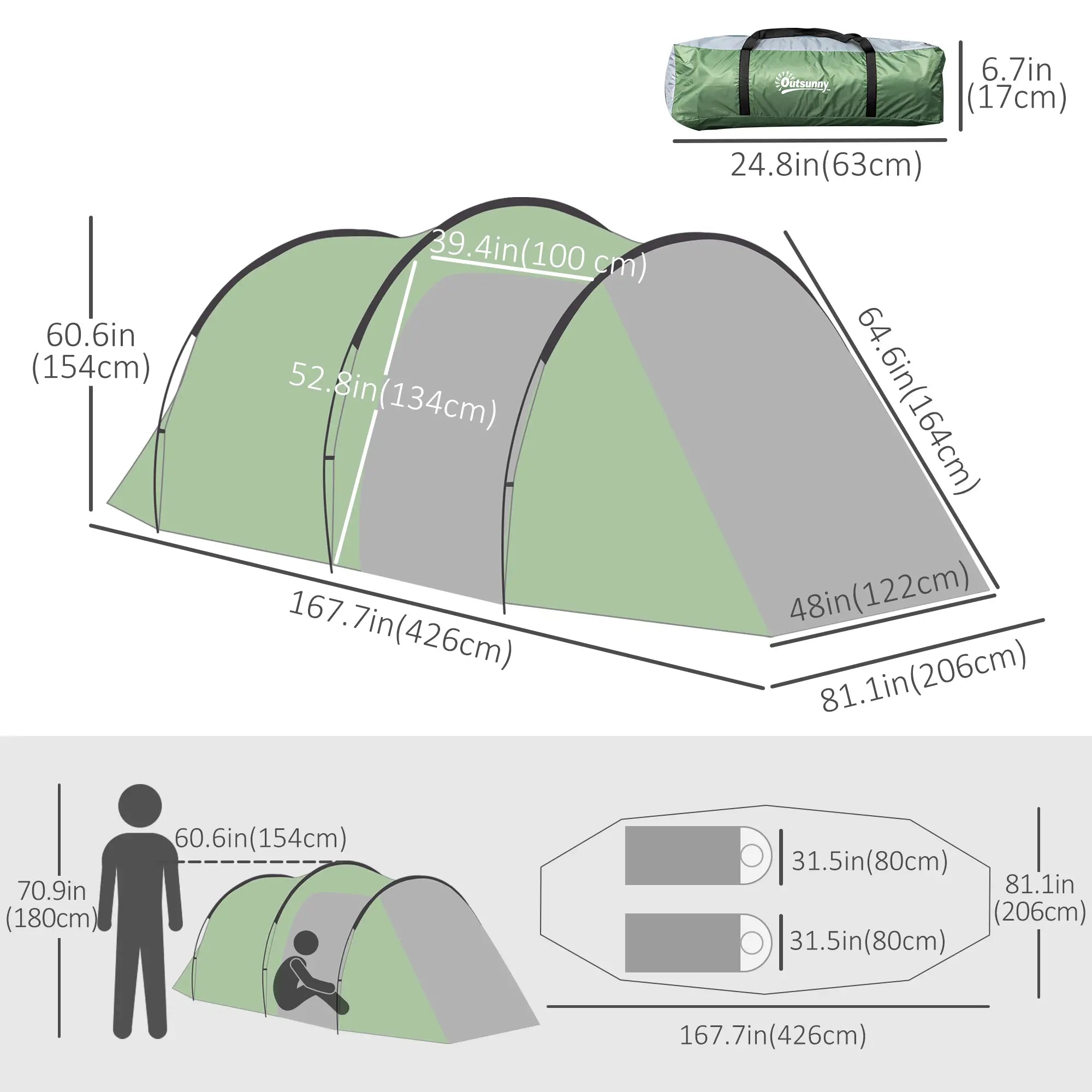 Pop Up Camping Tent, Waterproof, 2-3 Person, Dark Green Camping Tents at Gallery Canada