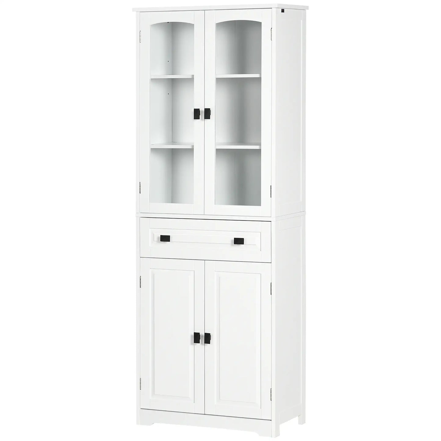 63" 4-Door Kitchen Pantry Cabinet, Adjustable Shelves, White Kitchen Pantry Cabinets at Gallery Canada