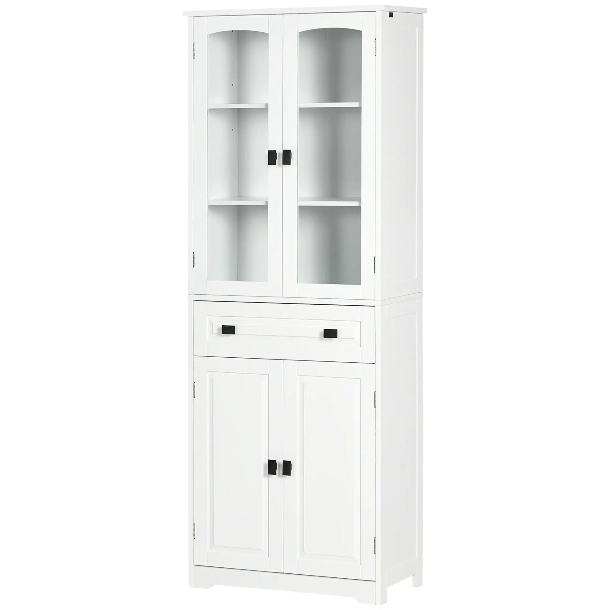 63" 4-Door Kitchen Pantry Cabinet, Adjustable Shelves, White Kitchen Pantry Cabinets at Gallery Canada