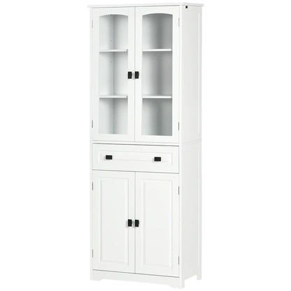 63" 4-Door Kitchen Pantry Cabinet, Adjustable Shelves, White Kitchen Pantry Cabinets at Gallery Canada