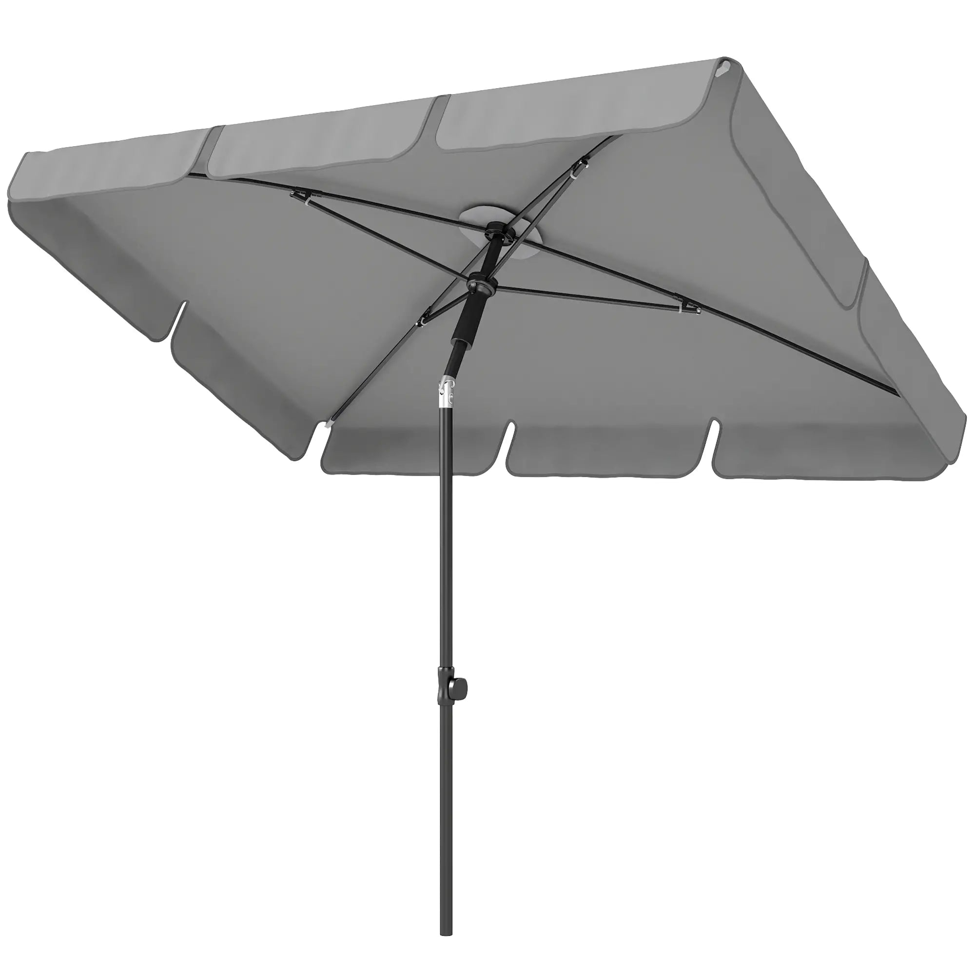 6' x 4' Grey Patio Umbrella, Tilt Crank, Rectangular Outdoor, Grey