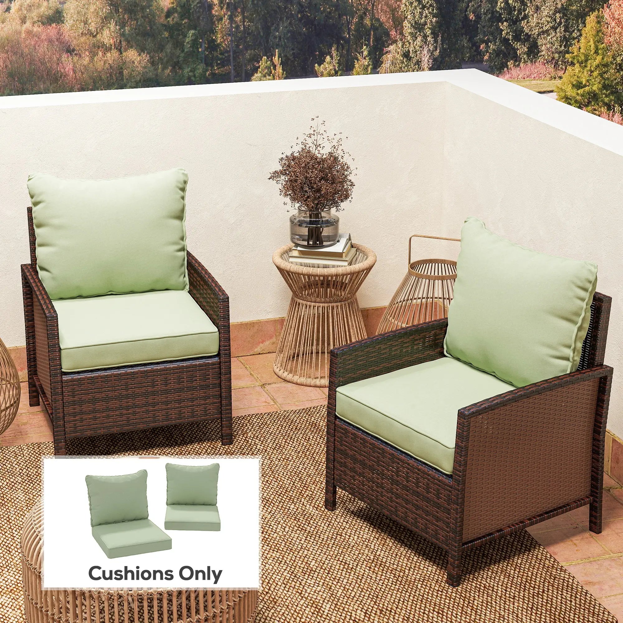 4-Piece Seat Cushion Pillows, Patio Chair Cushions Set, Indoor Outdoor, Green Patio Chair Cushions at Gallery Canada