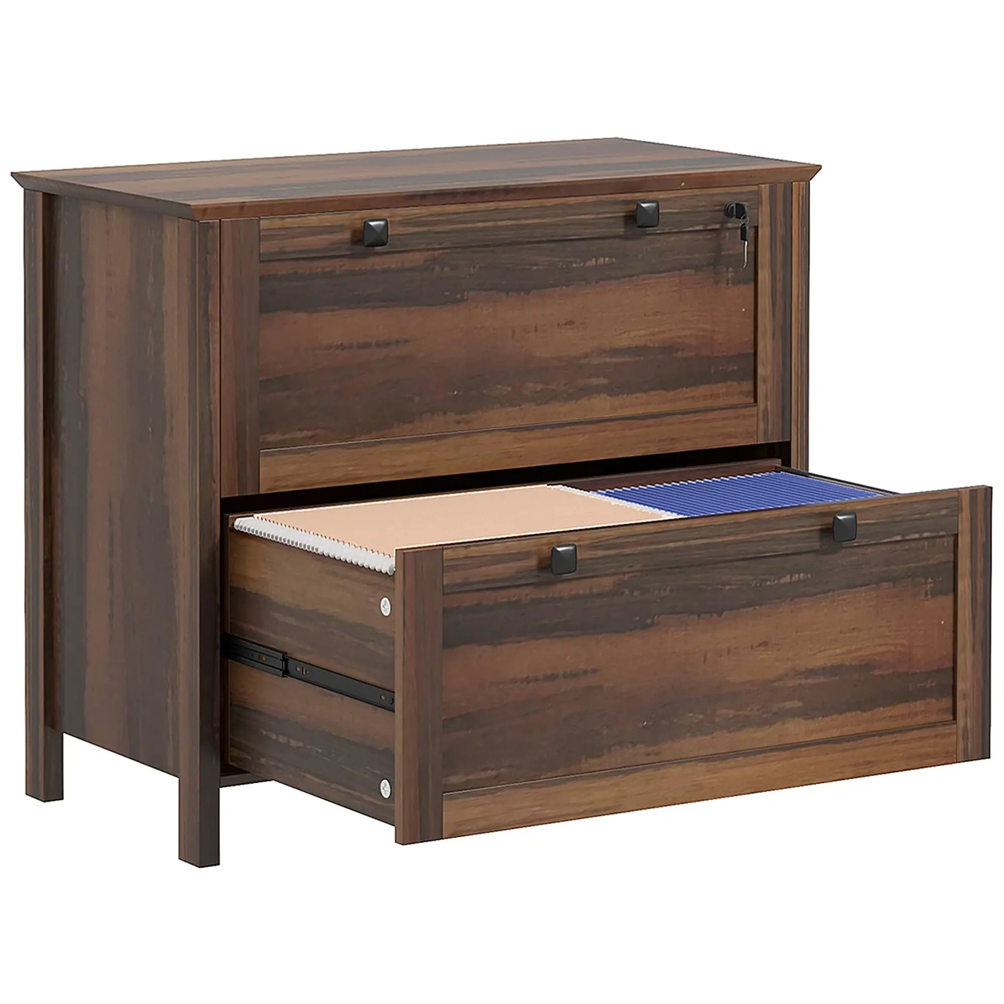 2 Drawer File Cabinet, Lockable, Adjustable Hanging Bar, Letter, A4, Legal Size, Brown Office Cabinets & Cupboards at Gallery Canada