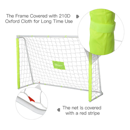 6ft x 4ft Soccer Goal Net, Metal Frame, PE Mesh, Ground Stakes, Yellow Football at Gallery Canada