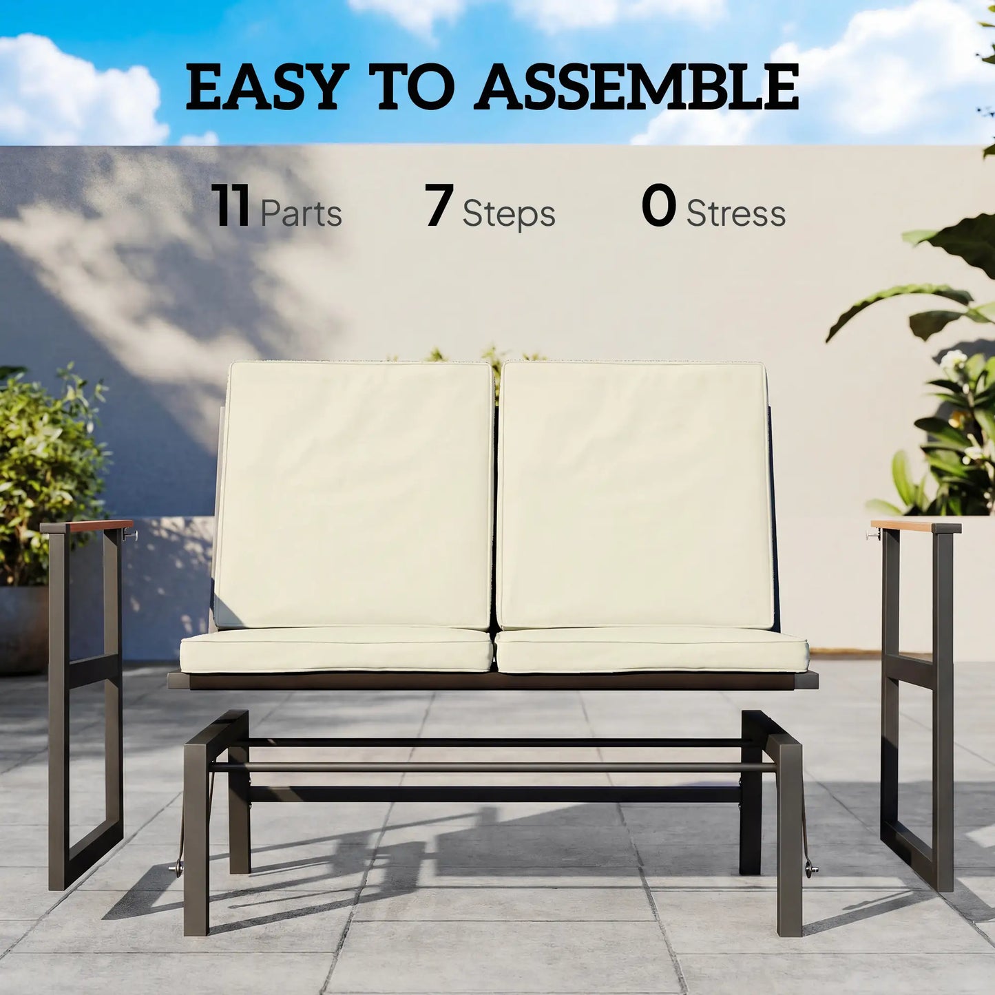 Outdoor Glider Bench For 2 Person, Thick Cushions, Cream White Outdoor Gliders at Gallery Canada
