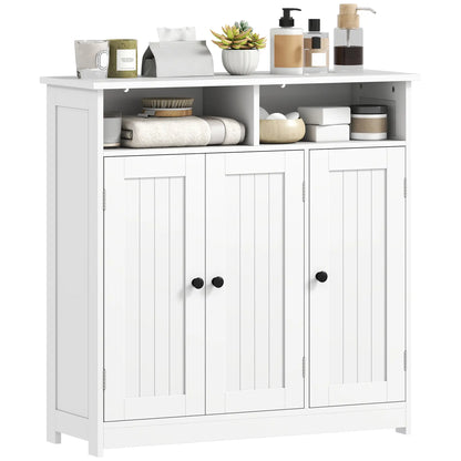 Freestanding Bathroom Floor Cabinet, 3 Doors, 2 Shelves, Adjustable, White Freestanding Bathroom Cabinets at Gallery Canada