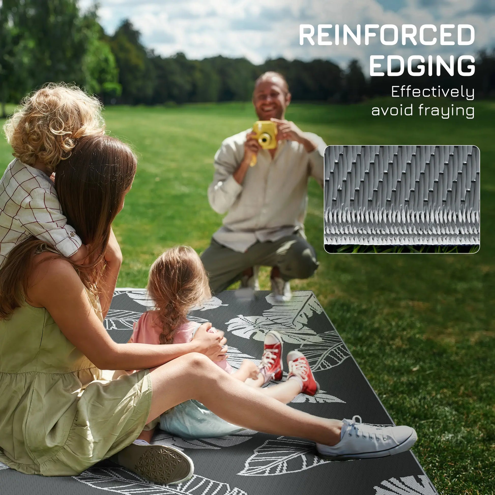 Reversible Outdoor RV Rug, Patio Mat, 6' x 9', Grey and White Garden Decor at Gallery Canada