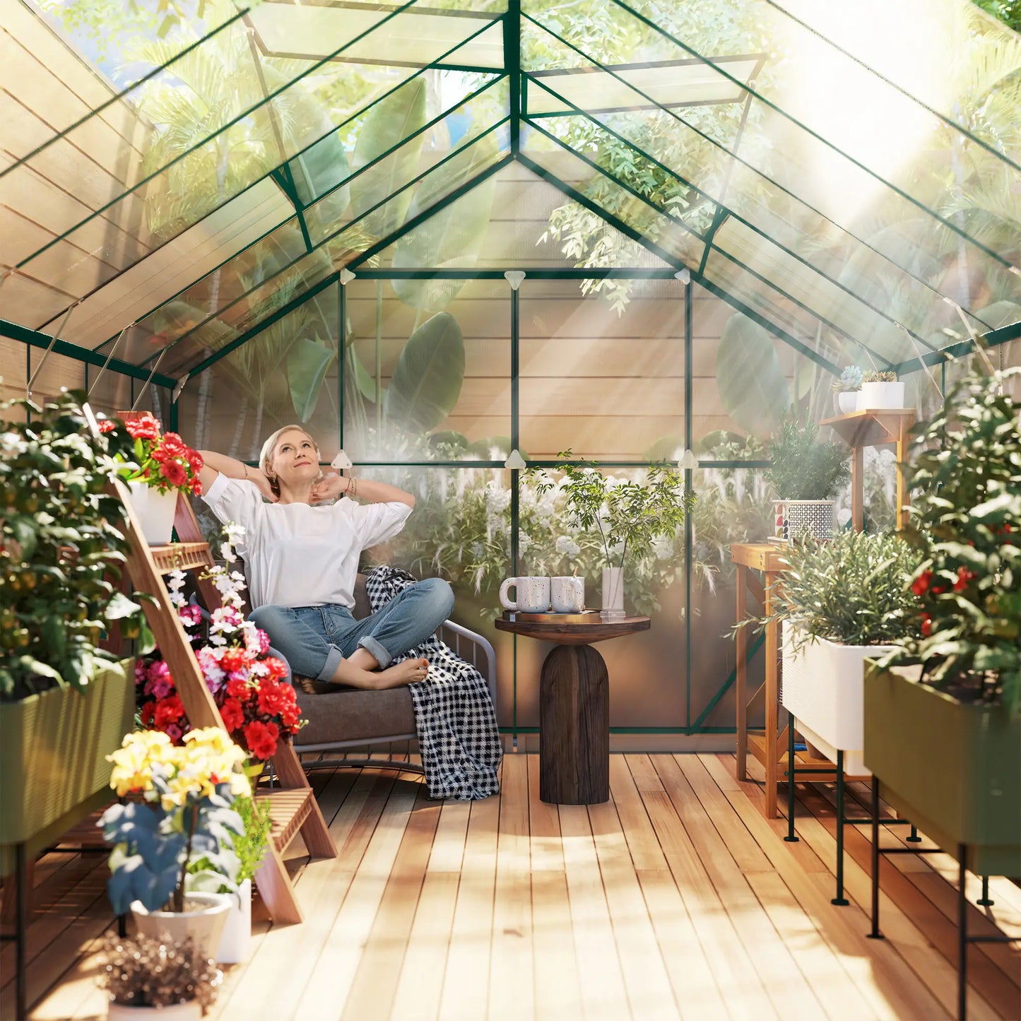 Aluminum Greenhouse Polycarbonate, 8 X 12 Ft, Green Walk In Greenhouses at Gallery Canada
