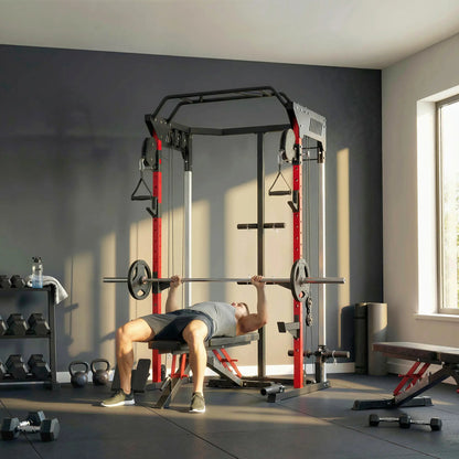 Power Cage Smith Machine, Adjustable Cable Pulley System, Pull-Up Bar, Dip Station, Landmine Power Towers at Gallery Canada