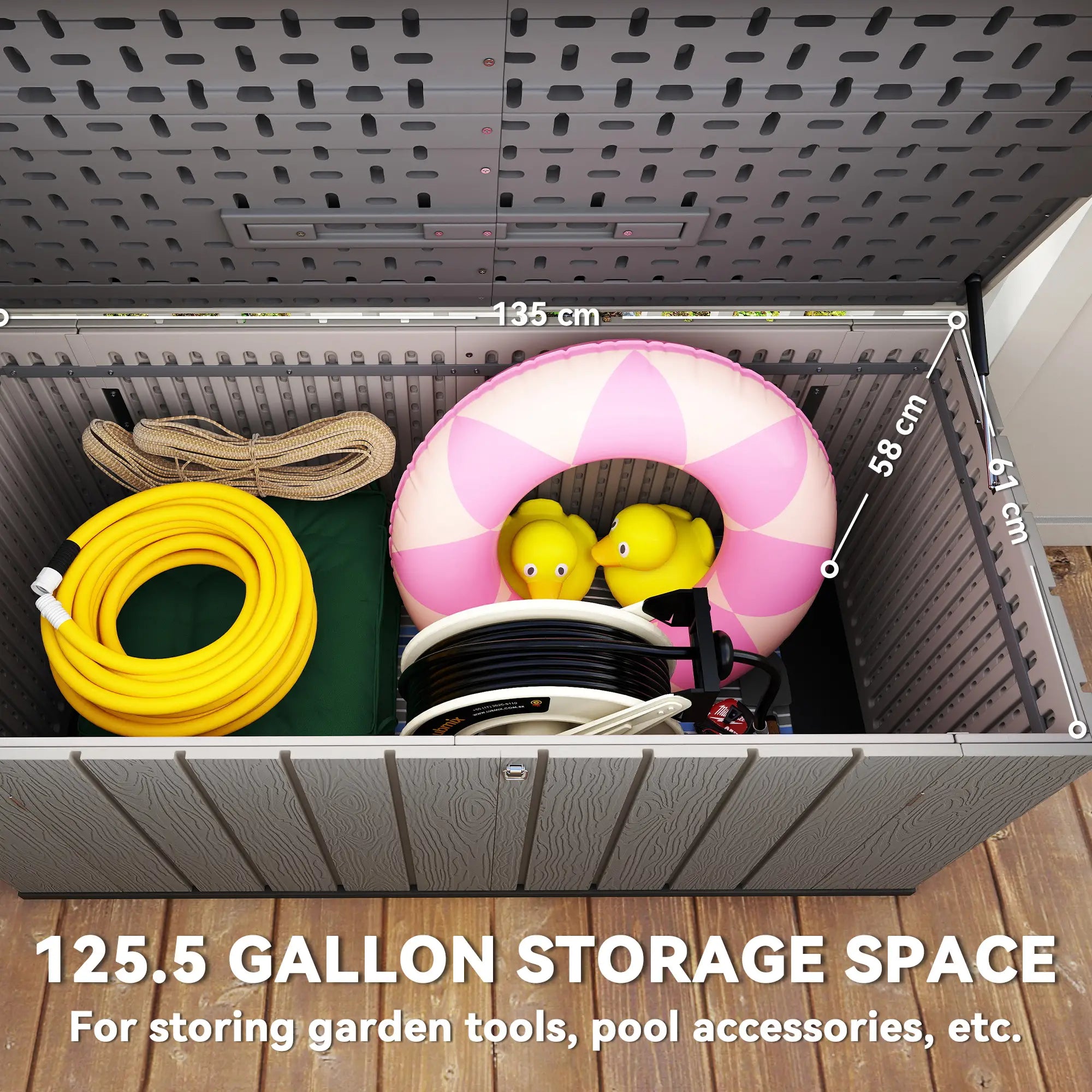 Large Capacity Outdoor Storage Box, 125.5 gal, Lockable Lid, Grey Patio Storage Boxes at Gallery Canada