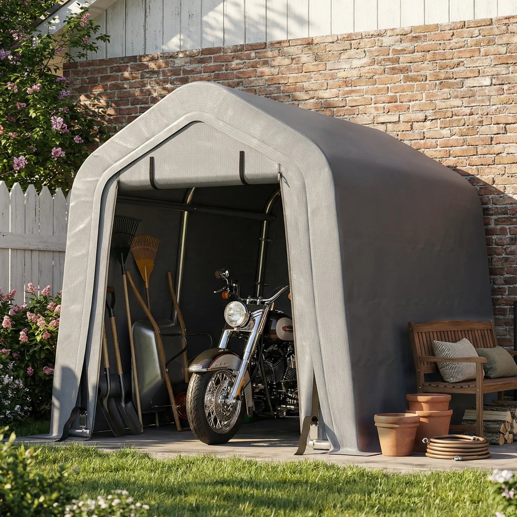 8' x 6' Carport, Sidewalls Roll-Up Door, Outdoor Storage Shelter, Dark Grey Car Shelters at Gallery Canada