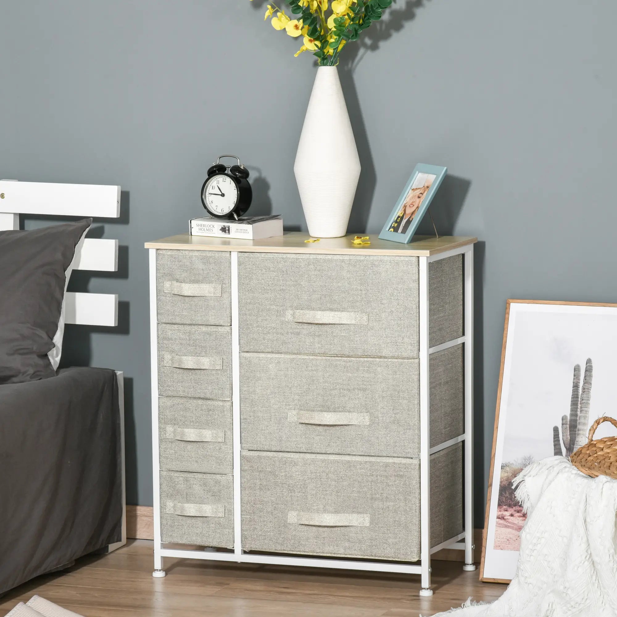 7-Drawer Dresser, Metal Frame, Fabric, Light Grey Storage Cabinets at Gallery Canada