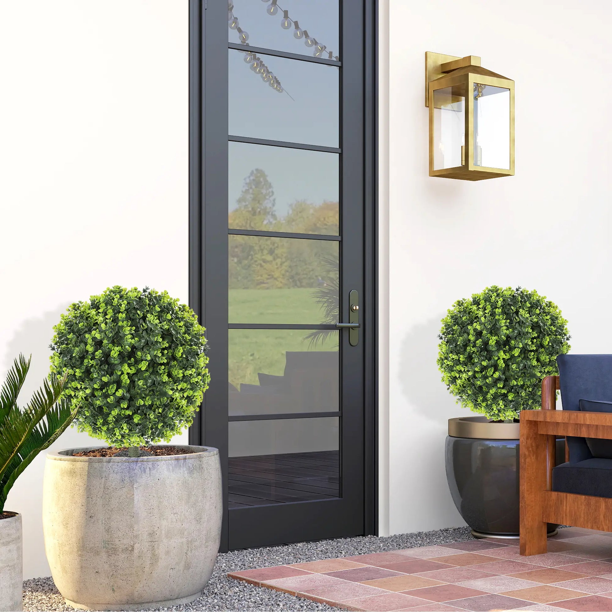 2 Pack 1.3ft Artificial Eucalyptus Topiary, UV Resistant Faux Greenery Artificial Trees at Gallery Canada