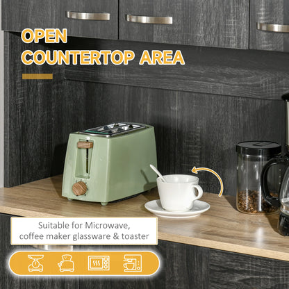 71" Kitchen Buffet with Hutch, Freestanding Cabinet, Black Kitchen Pantry Cabinets at Gallery Canada