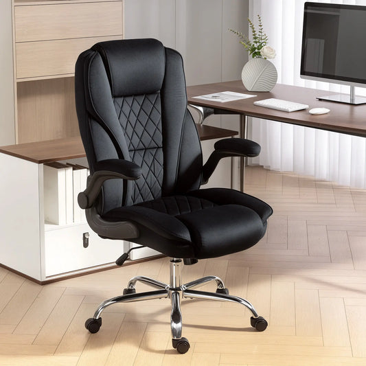 Executive Office Chair, Flip-Up Armrest, Diamond Fabric, Black Executive & Manager Chairs Black at Gallery Canada