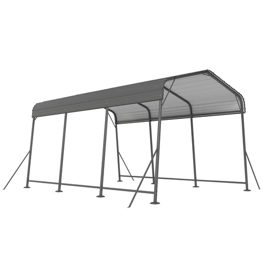11 x 15FT Metal Carport, Heavy-Duty Canopy With Reinforced Frame, Dark Grey Car Shelters Dark Grey at Gallery Canada