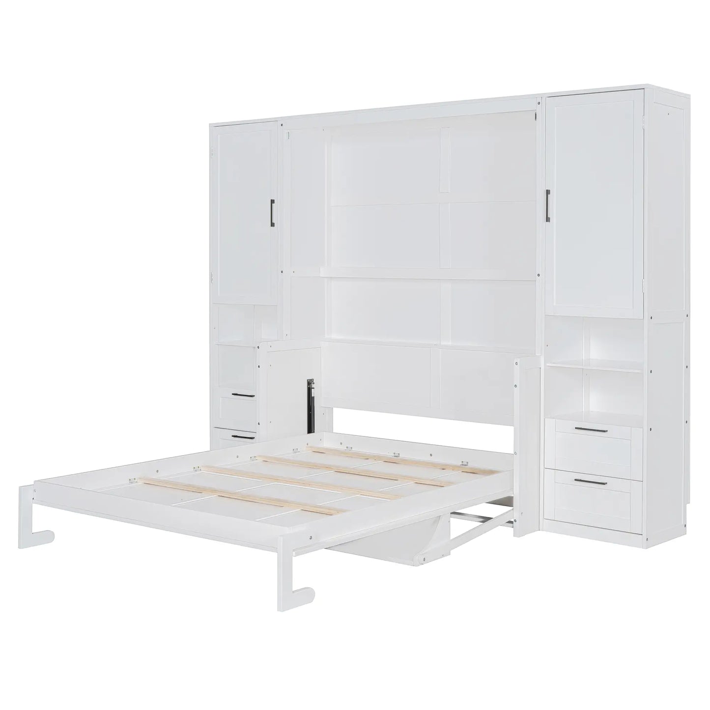 Murphy Bed with Closet, Drawers, Shelves, 114" L x 17" W x 87" H, White Bed Frames at Gallery Canada