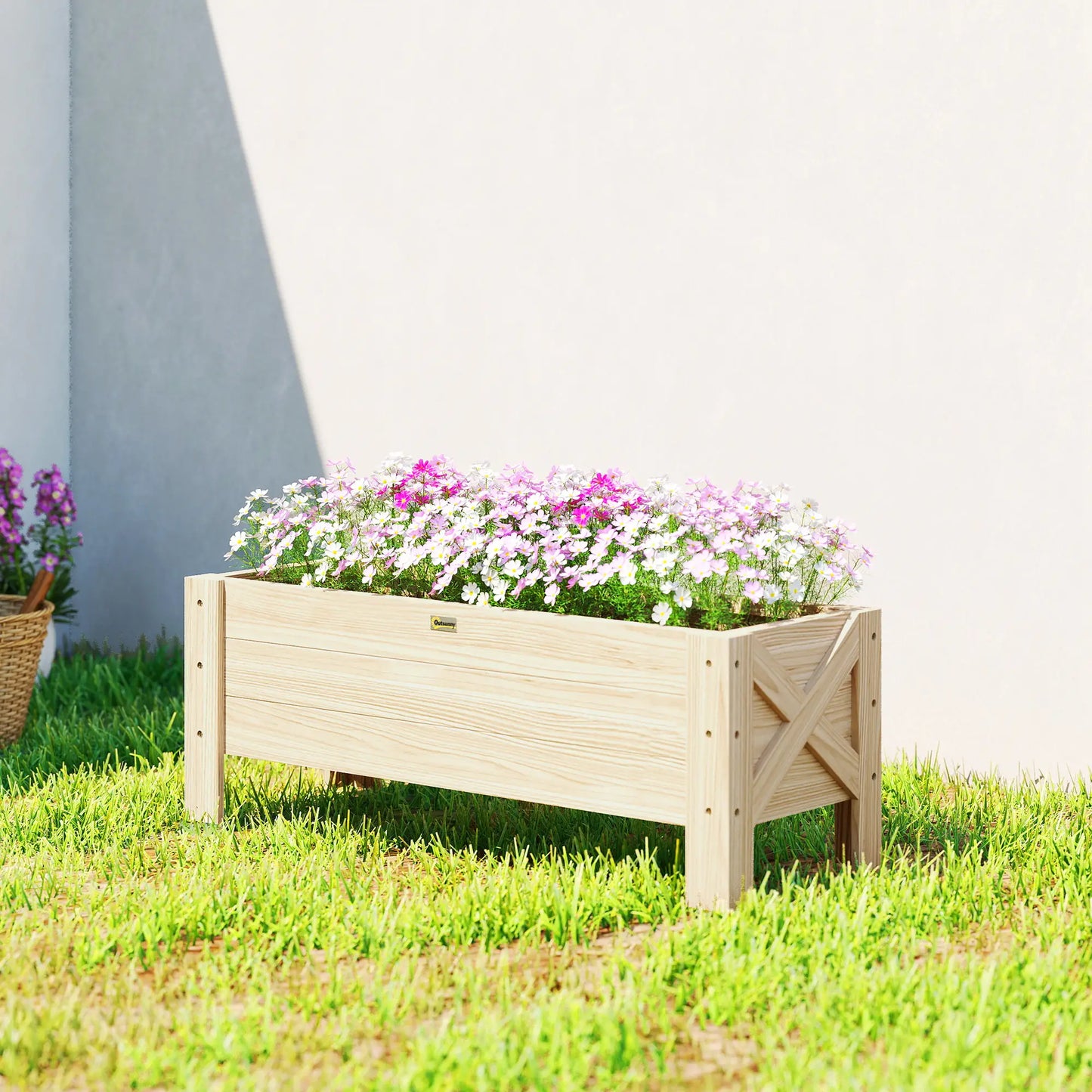 3.3 x 1.2 x 1.2 ft Raised Garden Bed Planter, Natural Wooden Planter Boxes at Gallery Canada
