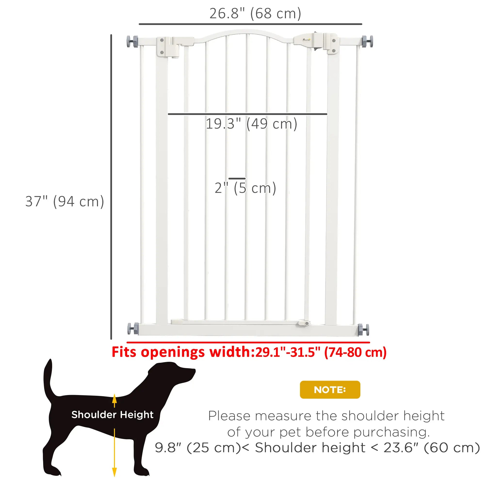 Extra Tall Dog Gate With Door, Pressure Fit, Auto Close, 29