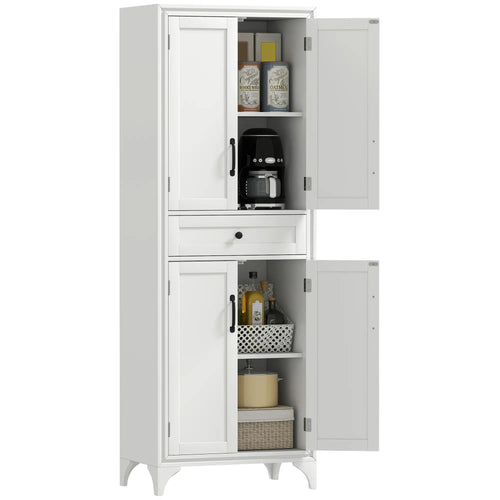 Freestanding Storage Cabinet, Kitchen Pantry with 2 Shelves, 4 Doors