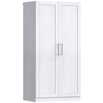 White Wood Effect Wardrobe Cabinet, 2 Doors With Hanging Rod, White Clothing Storage at Gallery Canada