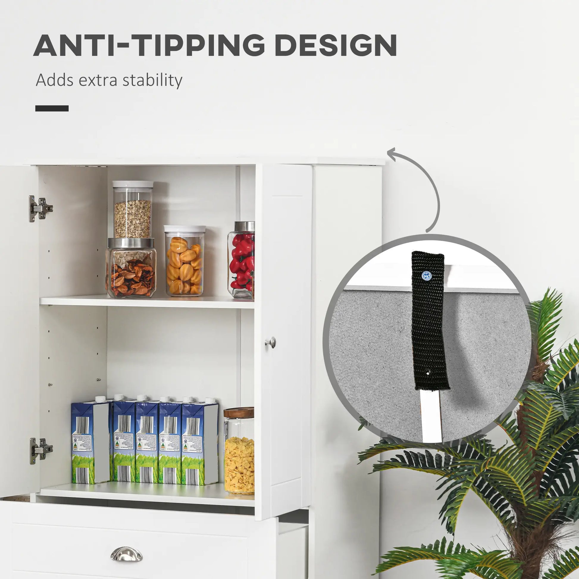 72" Kitchen Pantry Cabinet, 4 Doors, 3 Adjustable Shelves, White Kitchen Pantry Cabinets at Gallery Canada