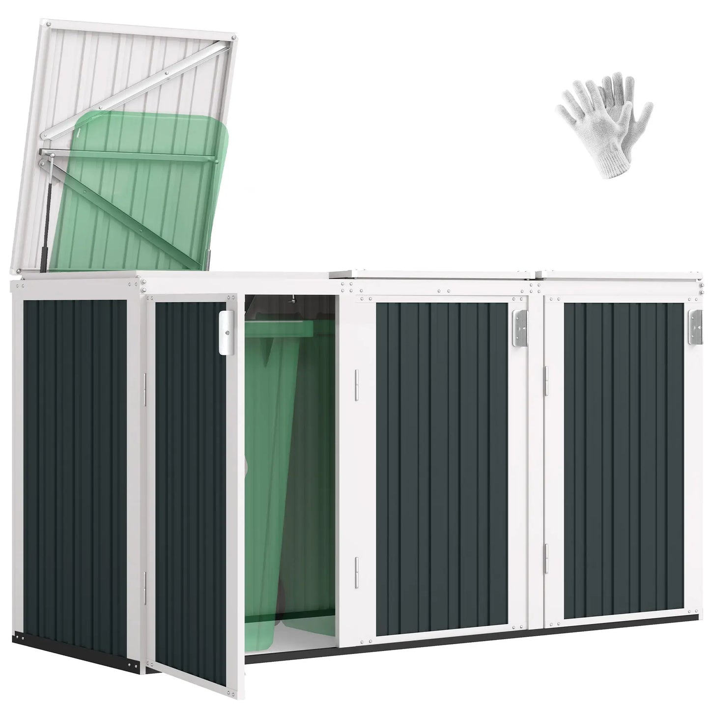 Outdoor Storage Shed, Rustproof Garbage Bin Shed, White And Grey Sheds at Gallery Canada