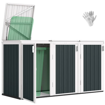 Outdoor Storage Shed, Rustproof Garbage Bin Shed, White And Grey Sheds at Gallery Canada