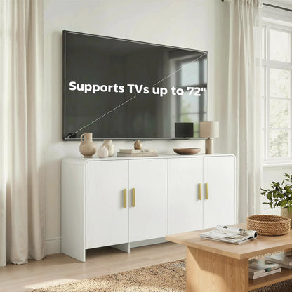 60 Inch Sideboard Buffet Cabinet, TV Stand For 72 Inch TVs, White Wood Grain, White Bar Cabinets at Gallery Canada