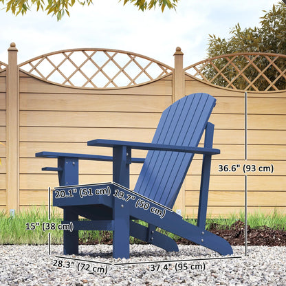 Classic Adirondack Chair, Garden Deck Chair with Cup Holder, Navy Blue Patio Chairs at Gallery Canada