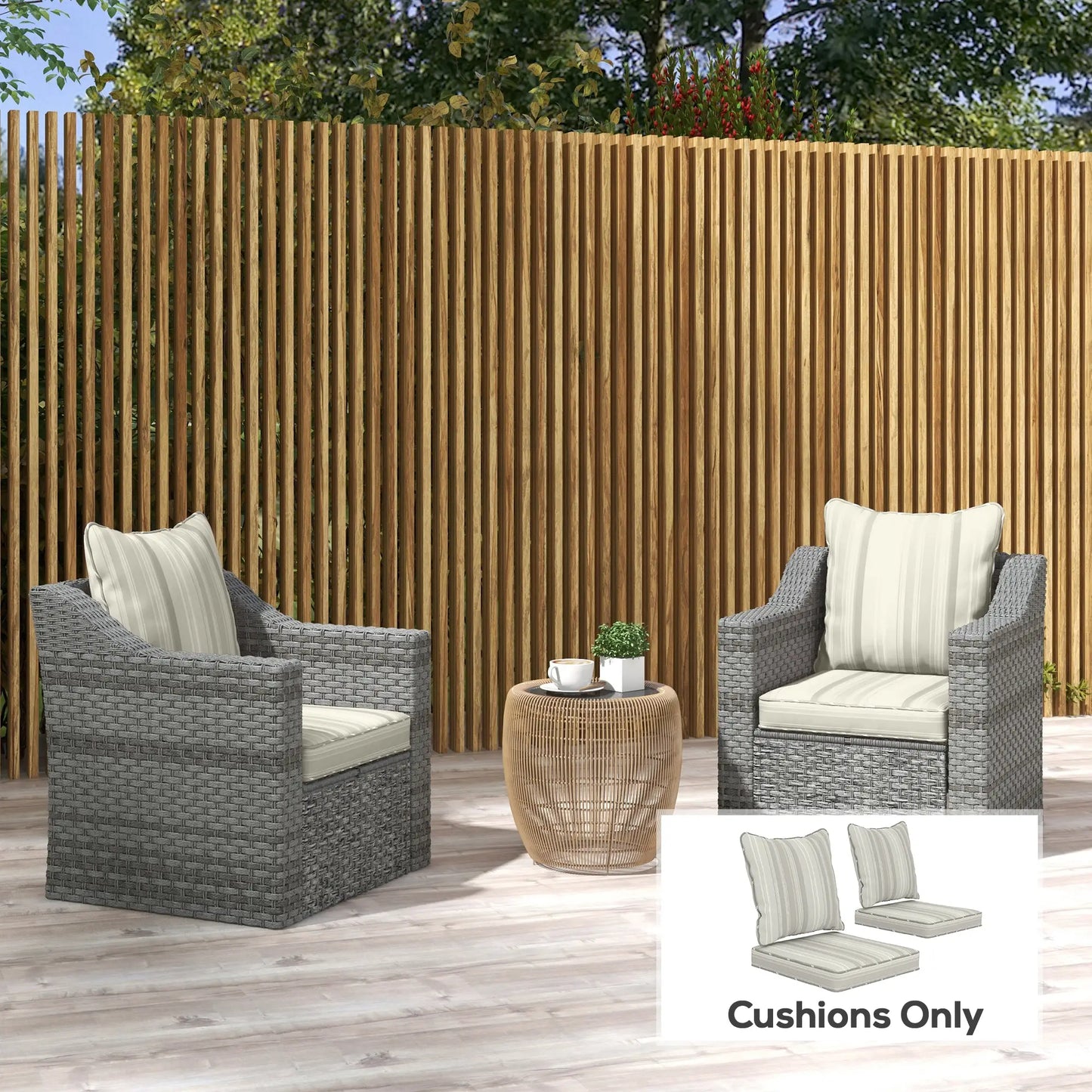 Seat Cushion Back Pillows Set of 2, Patio Chair Cushions, Indoor Outdoor, Grey Patio Chair Cushions at Gallery Canada