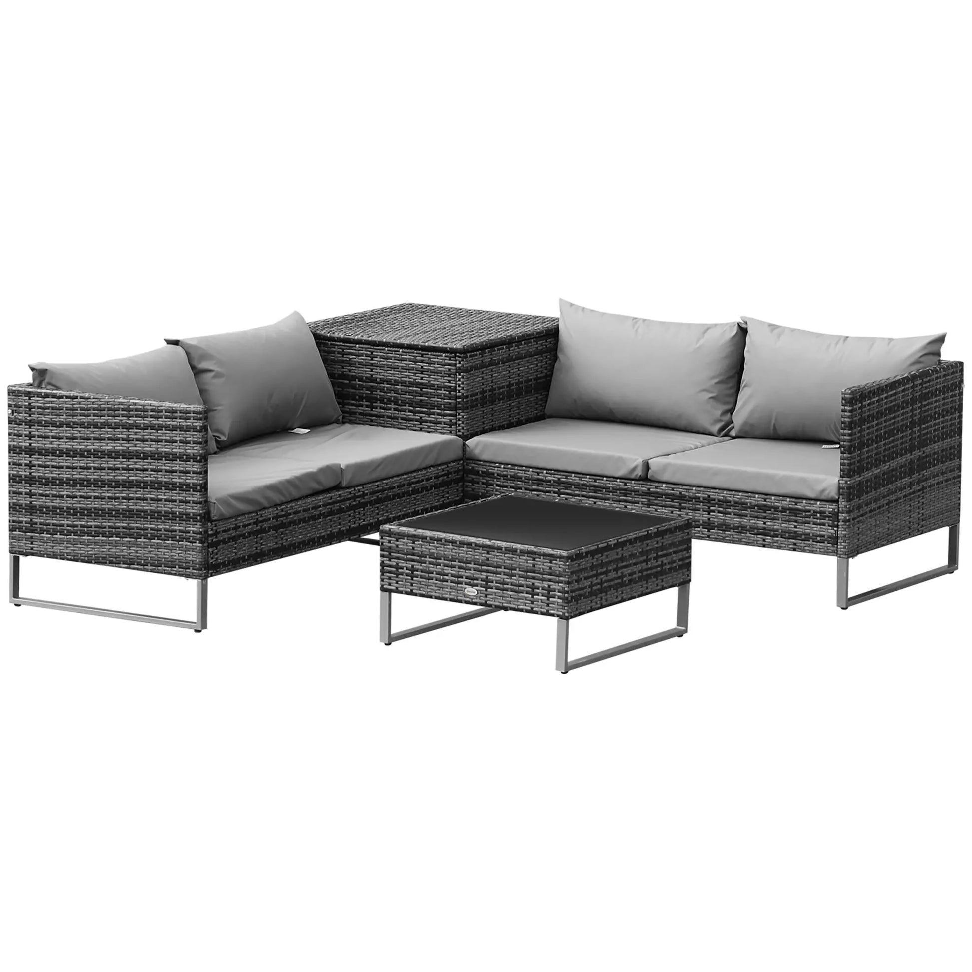 4 Piece Patio Furniture Set, Coffee Table, Corner Table, Backyard, Porch Patio Furniture Sets Mixed Grey at Gallery Canada