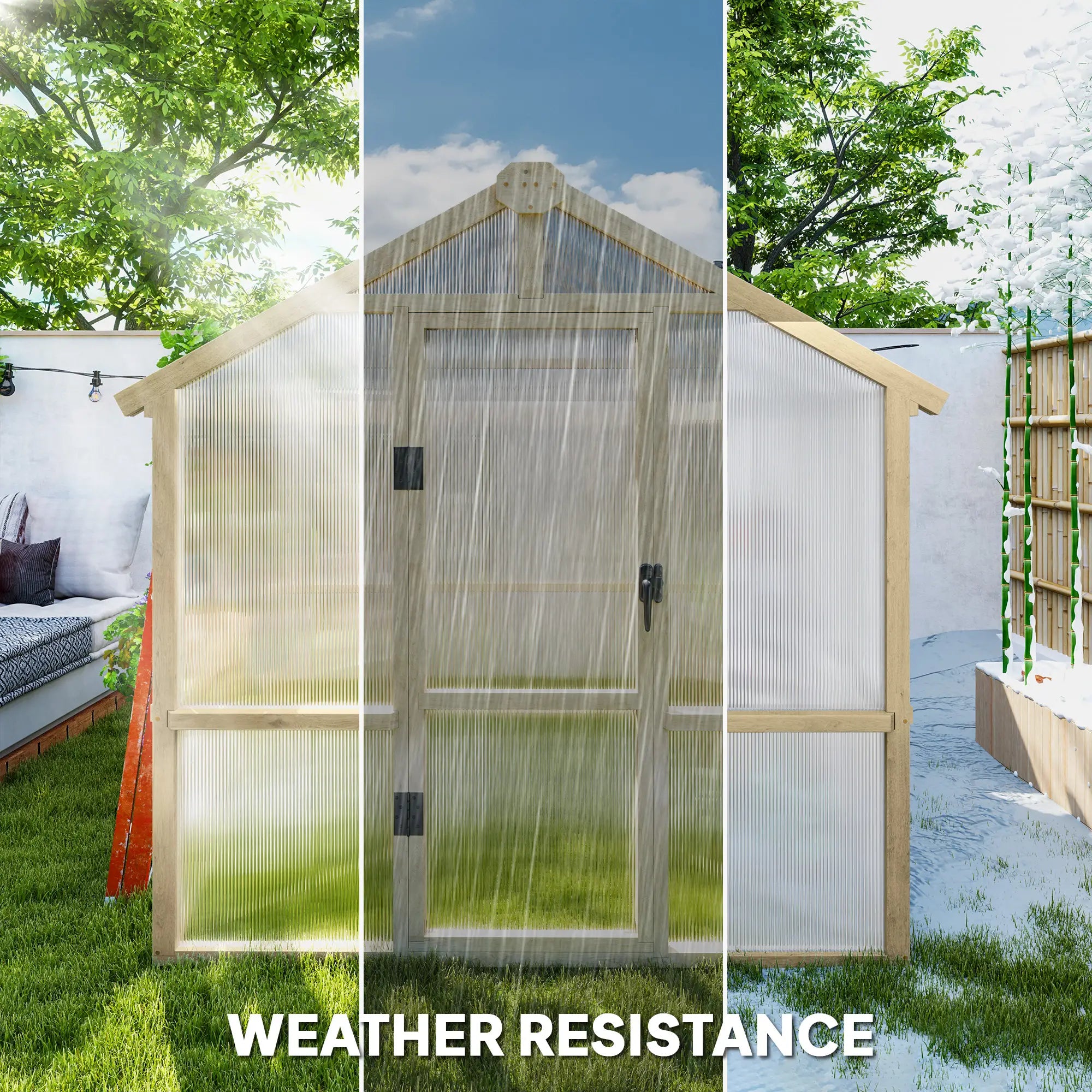 6.6 x 6ft Polycarbonate Greenhouse, Wooden, Lockable Door, Brown Walk In Greenhouses at Gallery Canada