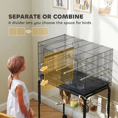 46" H Bird Cage, Large Parakeet Cage, With Divider, Black Bird Cages at Gallery Canada