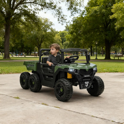 24V 4WD Kids Ride On Truck, 6 Wheels, 2 Seater, Remote, Dump Bed, Green Electric Toy Cars at Gallery Canada