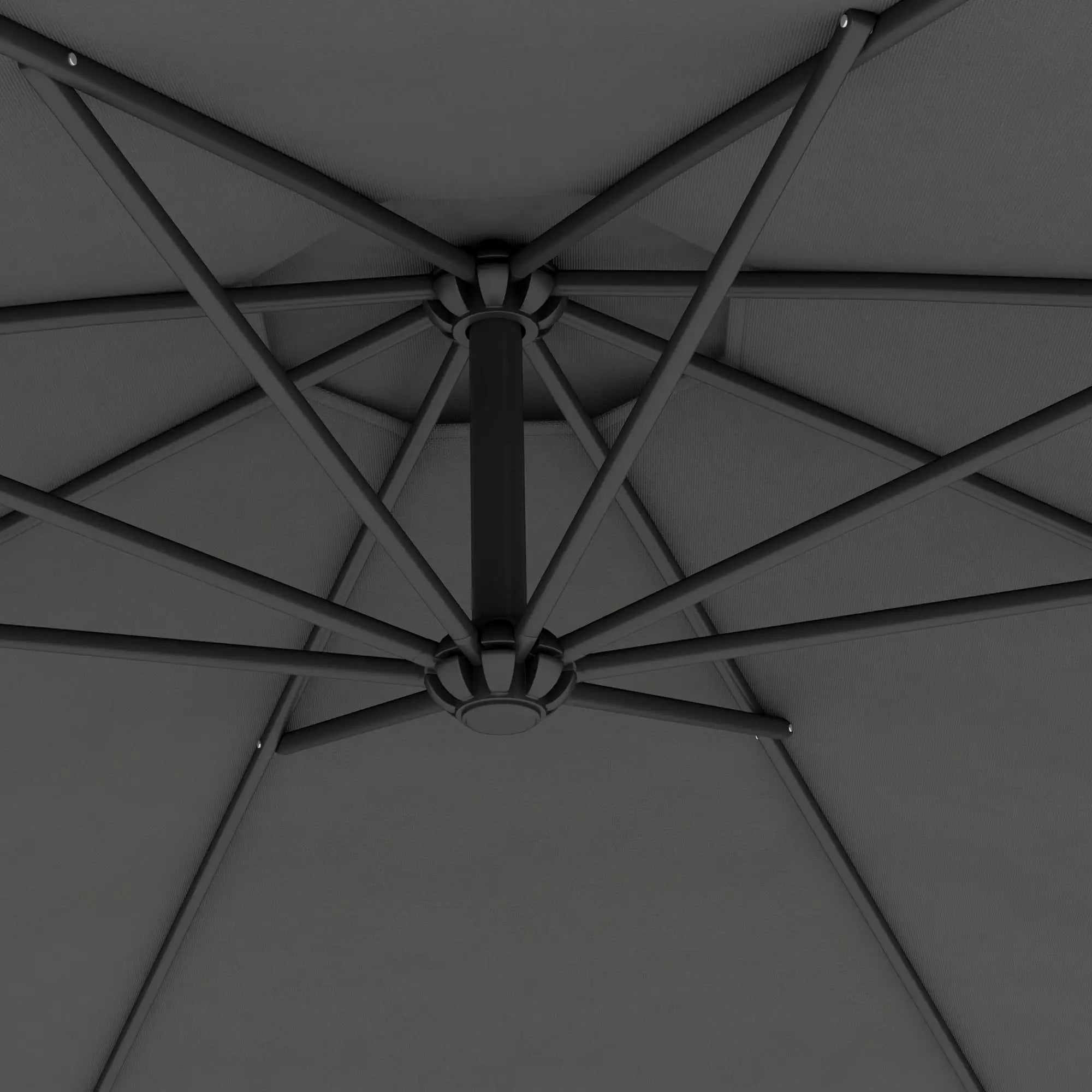 10' Grey Offset Patio Umbrella, Crank, Cross Base, Grey Offset Cantilever Umbrellas at Gallery Canada