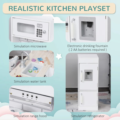 Kids Kitchen Play Set, Drinking Fountain, Microwave, White Play Kitchen at Gallery Canada