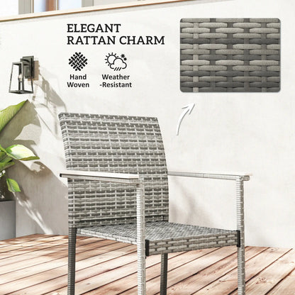 5-Piece Wicker Outdoor Furniture Set, Rattan Patio Dining with Cushions, Grey Patio Furniture Sets at Gallery Canada