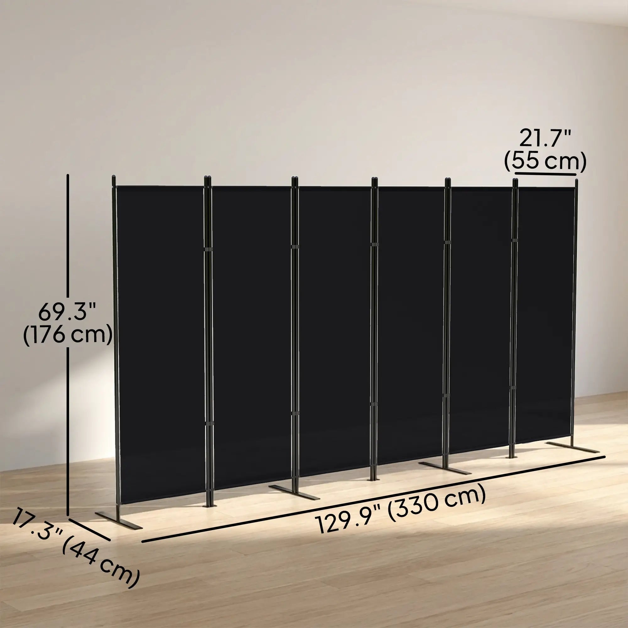6 Ft 6 Panel Folding Room Divider, Portable Privacy Screen, Black Room Dividers at Gallery Canada