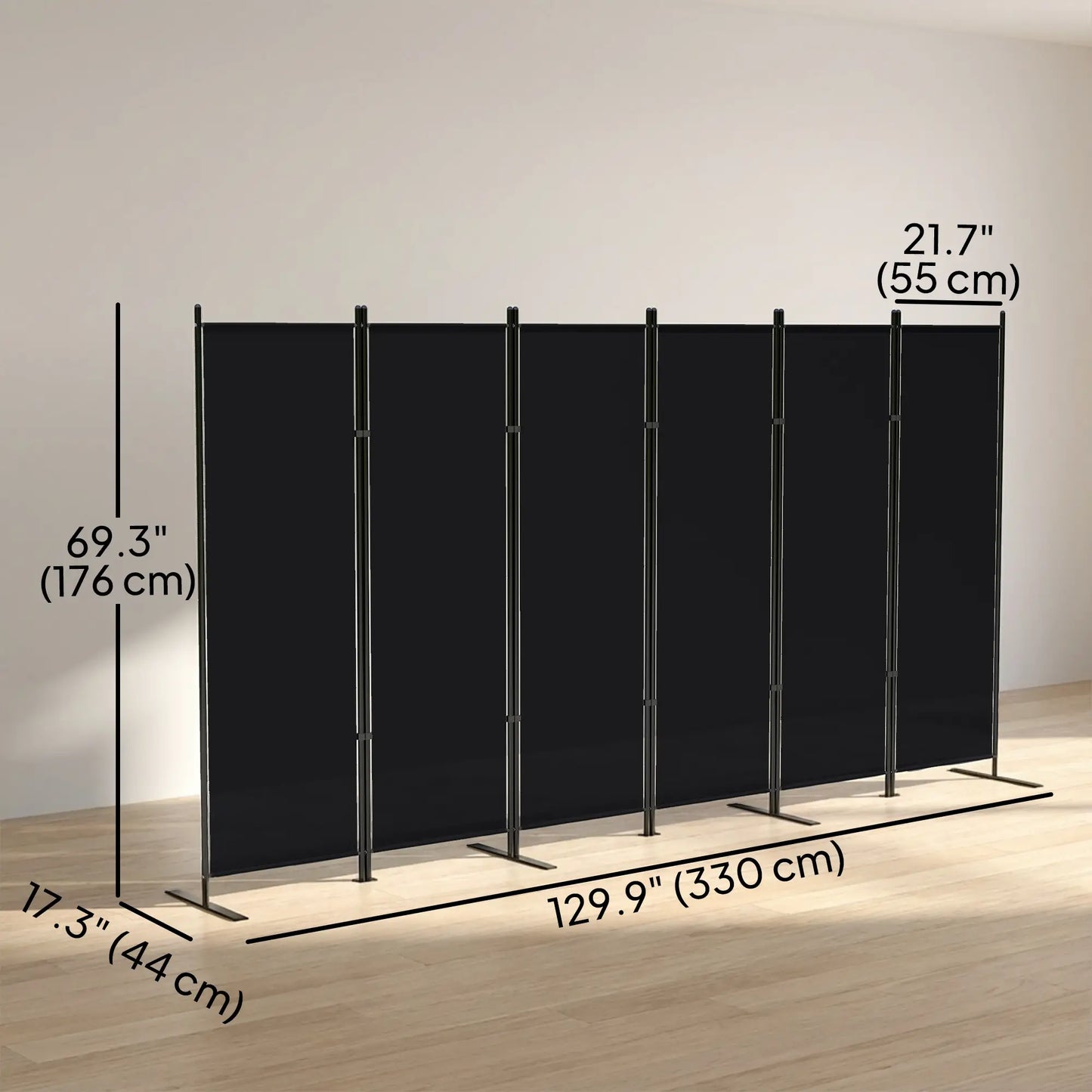 6 Ft 6 Panel Folding Room Divider, Portable Privacy Screen, Black Room Dividers at Gallery Canada