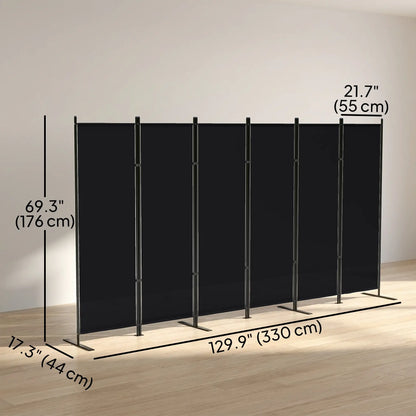 6 Ft 6 Panel Folding Room Divider, Portable Privacy Screen, Black Room Dividers at Gallery Canada
