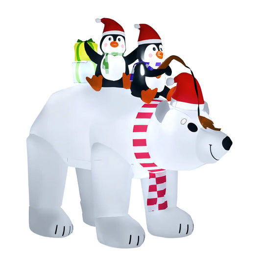 7ft Inflatable Christmas Decor, Polar Bear and Penguins, Holiday Yard Christmas Inflatables White, Red, Black at Gallery Canada