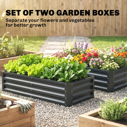 4' x 2' x 1' Galvanized Raised Garden Bed, Set of 2, Grey Galvanized Planter Boxes at Gallery Canada