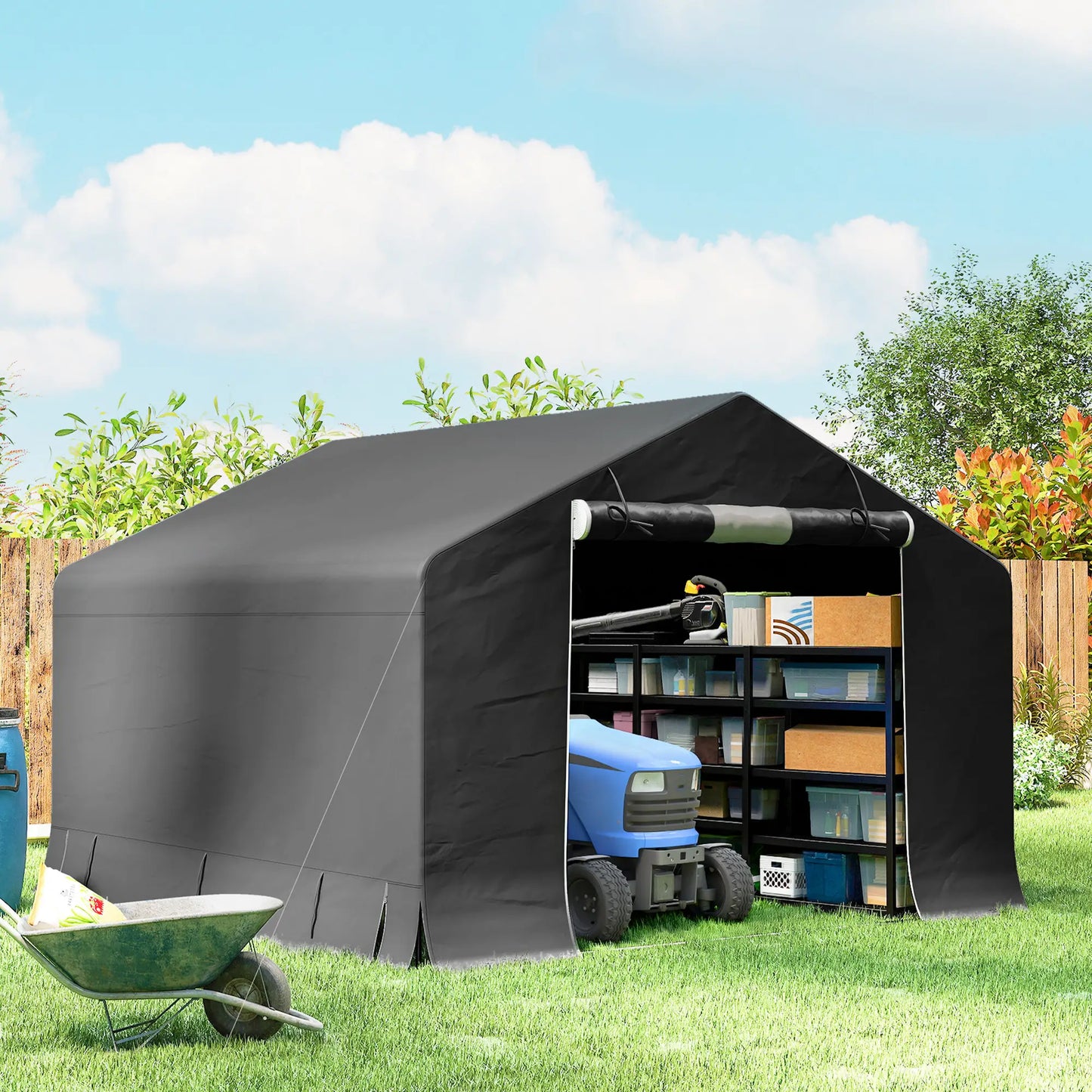 10' x 10' Portable Shed, Waterproof Bike Tent, Dark Grey