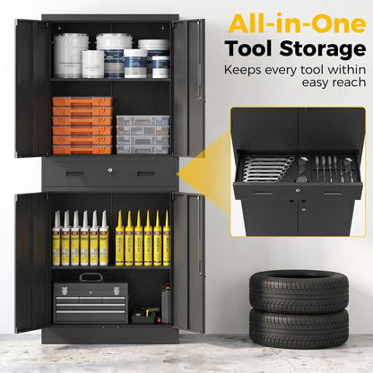 Metal Storage Cabinet With Locking Doors, 71" Tall Tool Organizers at Gallery Canada