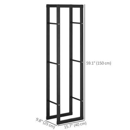 Outdoor Firewood Rack, Log Holder with Handles, 220 lbs. Capacity, 15.7" x 9.8" x 59.1", Black Firewood Racks at Gallery Canada
