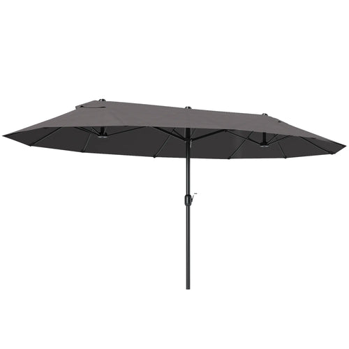 15' Double-Sided Patio Umbrella, Sun Shelter Canopy, Grey