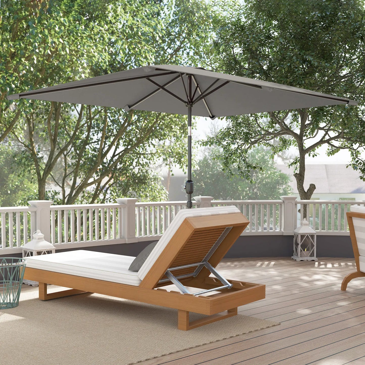 6.5x9.6ft Rectangle Aluminum Patio Umbrella, Outdoor Sunshade, Light Grey Sun Umbrellas at Gallery Canada